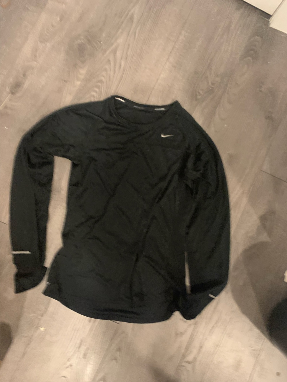 Nike Black Long Sleeve Performance Tee with Swoosh